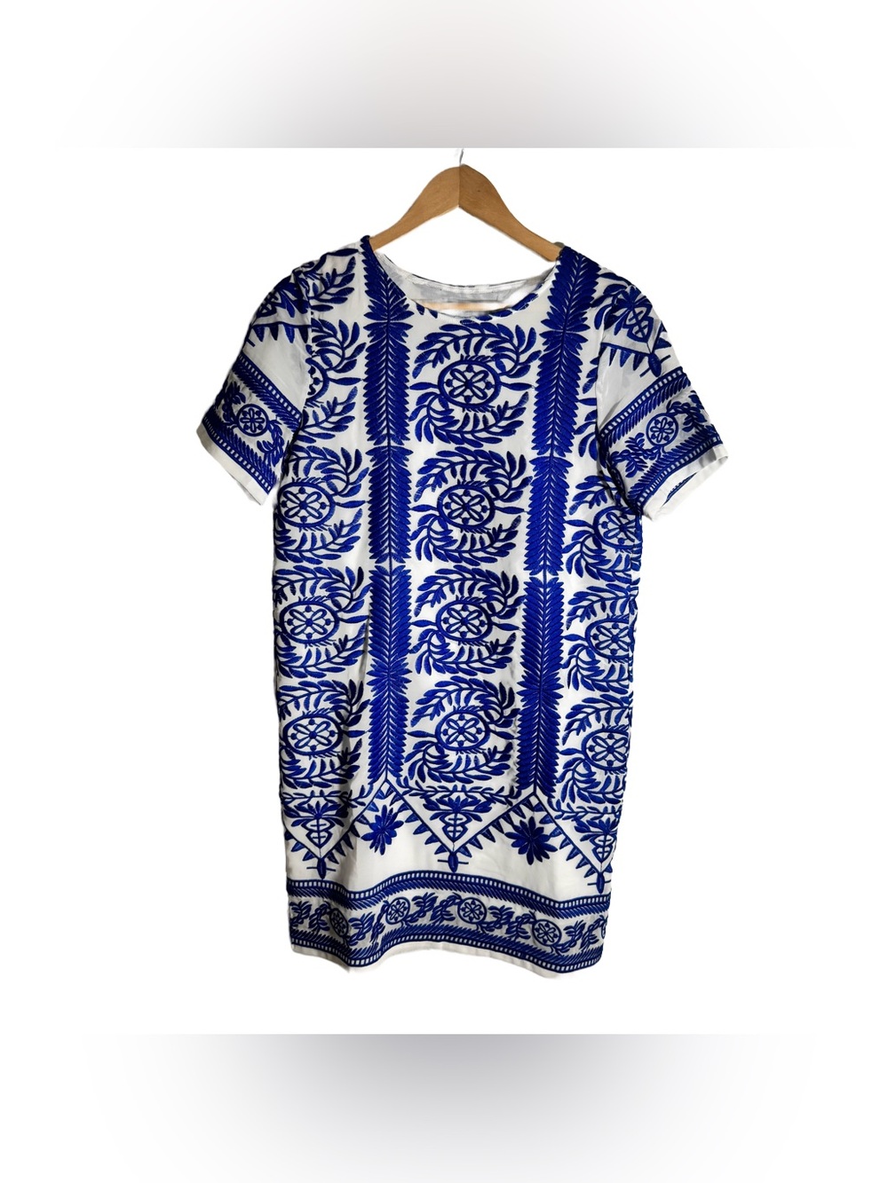 Lulu's Fond of You Shift Dress Women's Small Blue Embroidered Mini Coastal Vacay - Picture 4 of 6
